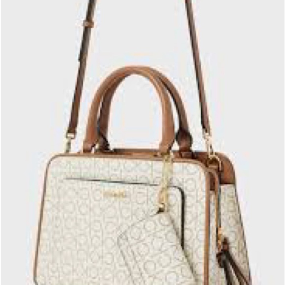 Calvin Klein Beige and Brown Laptop Bag